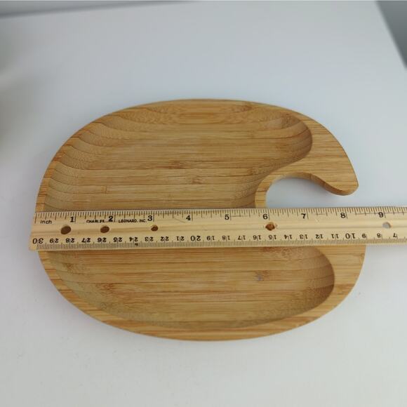 Set of 3 Wood Wine & Dine Plates Wine Mingling Plates With Wine Glass Holder - Picture 5 of 5